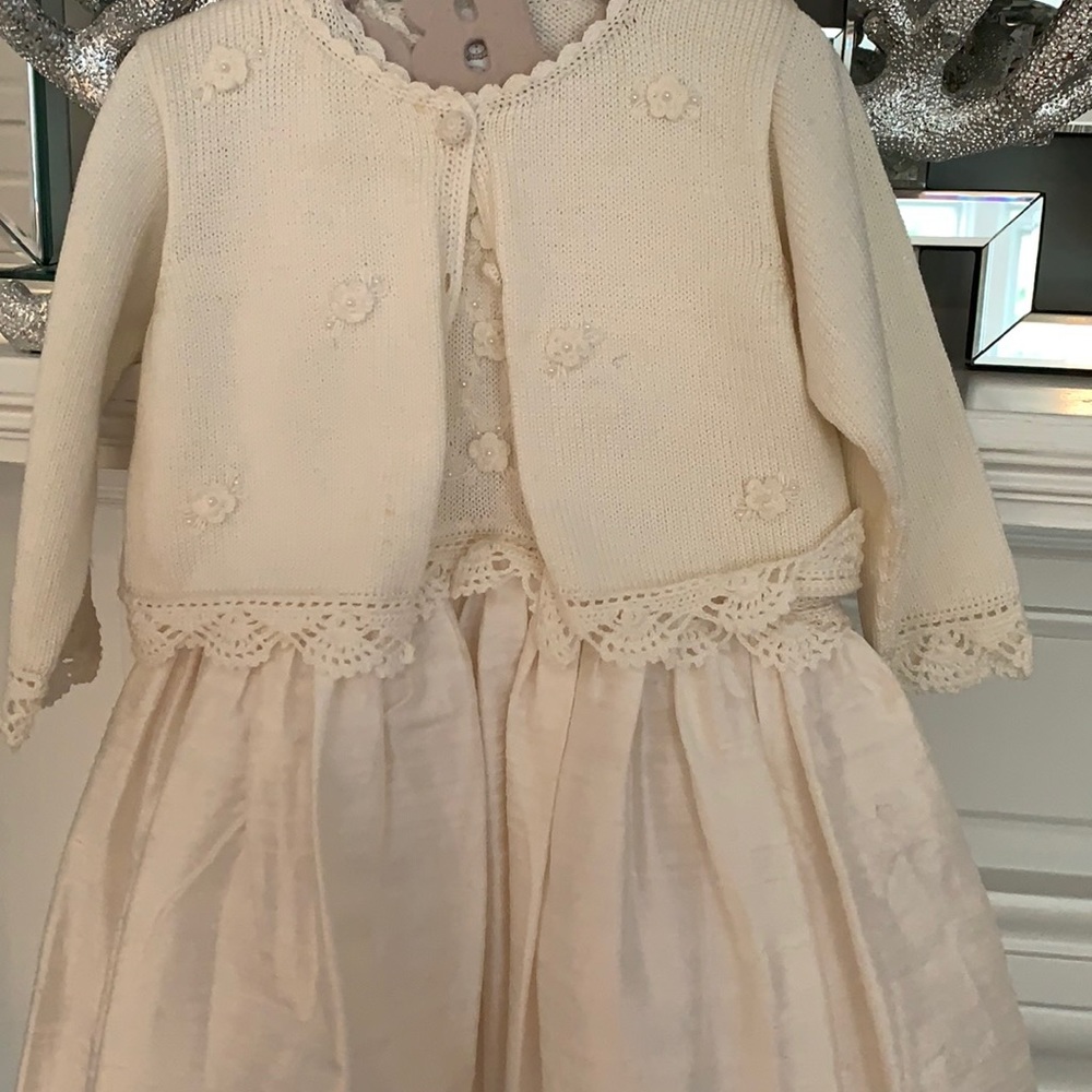 Victoria Kids silk and knit cardigan and dress